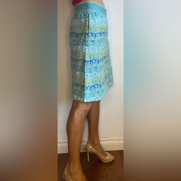 White Stuff 90s Vintage Linen A-lined Midi Skirt Blue (10) - Picture 9 of 16